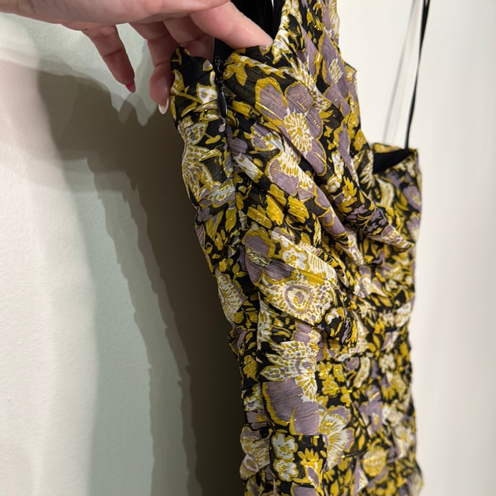 Zara Purple and Gold One Shoulder Dress Cocktail NWT - Picture 5 of 6